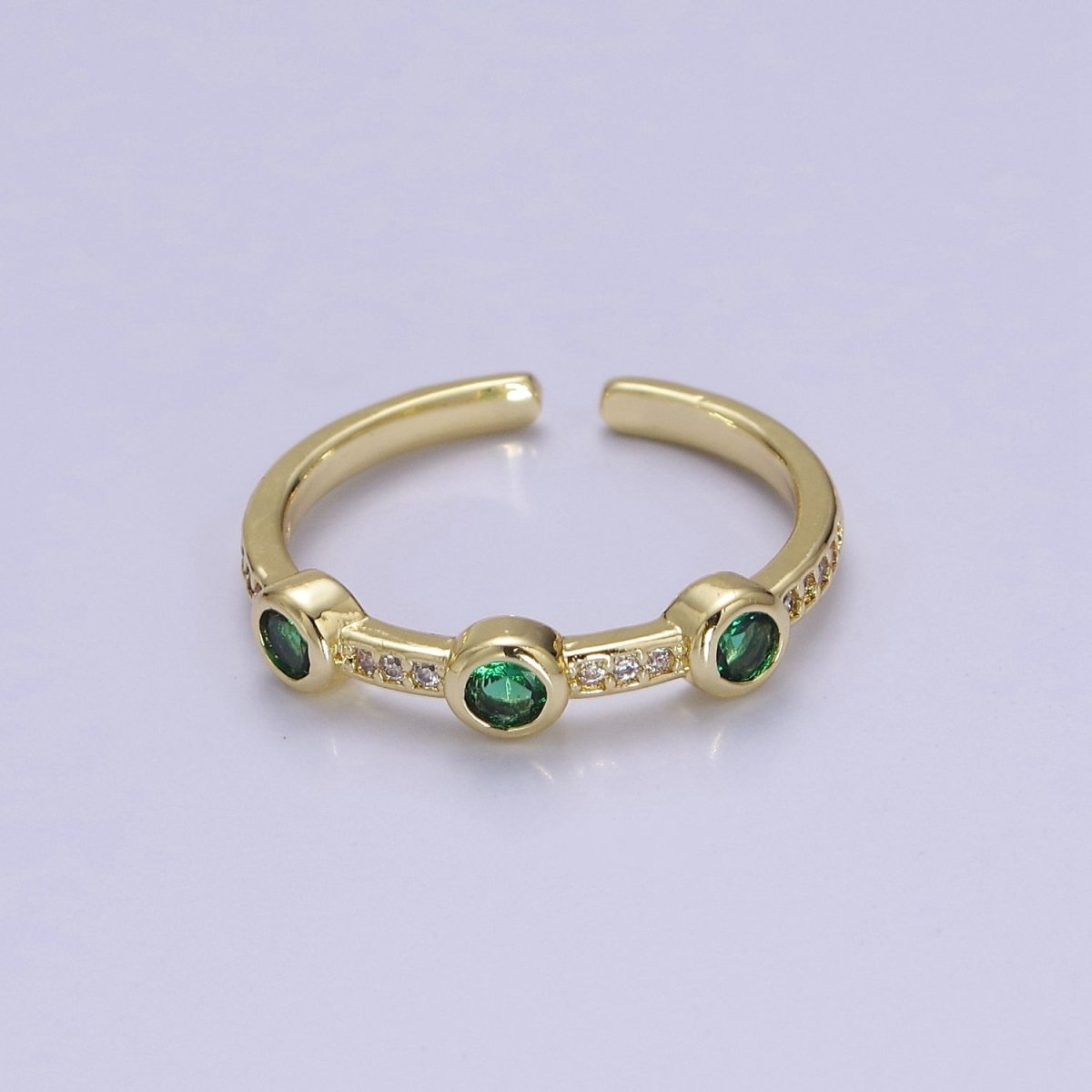 Dainty pink green clear stone ring stackable ring cubic cz gold ring O-2111