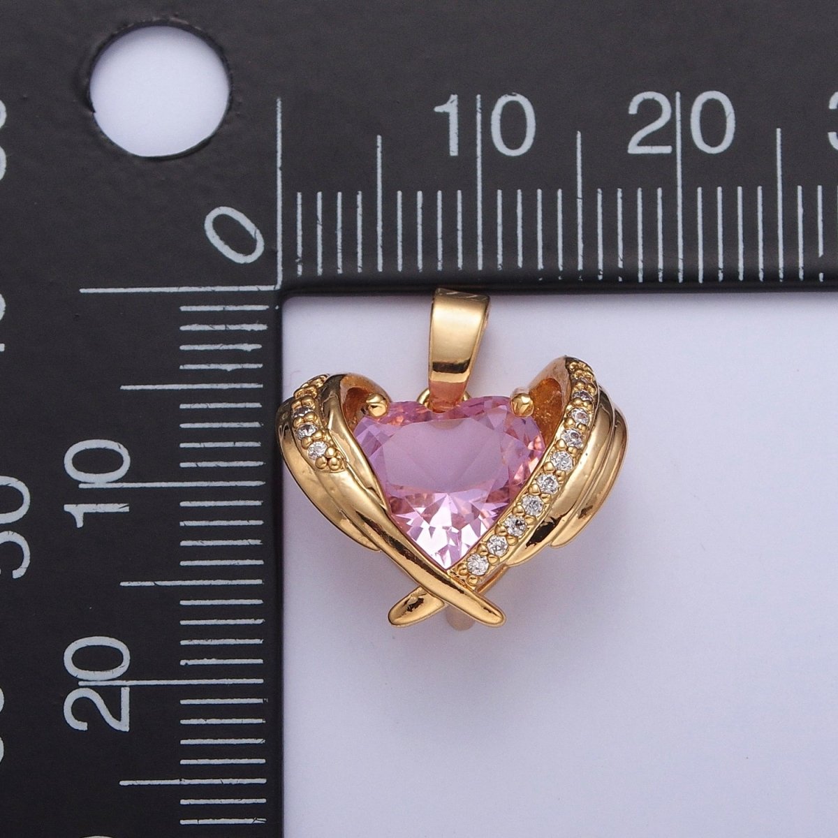 OS Dainty Pink Heart Charm, Green Heart Pendant X-331