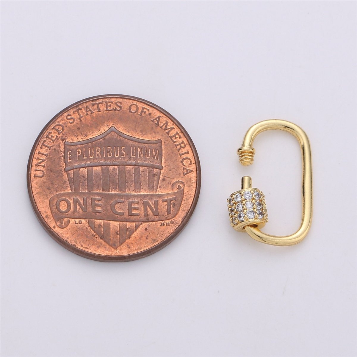 Dainty Small Carabiner Screw Clasp, Screw Clasp Oval, Interlocking Oval Clasp, Pave Oval Shaped Clasps, Gold Color Only K-471