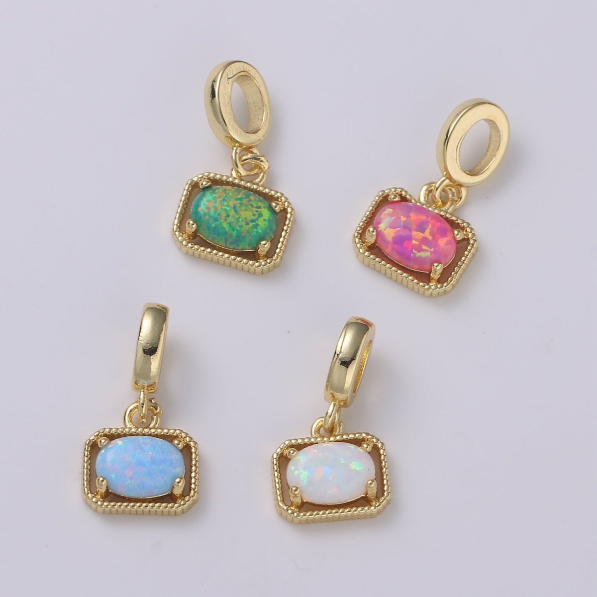 Dainty Solitaire Pendant Rectangle Opal Charm for necklace Bracelet Earring component Geometric Charm Dangle for Jewelry Making Supply H-428 H-429 H-432 H-420