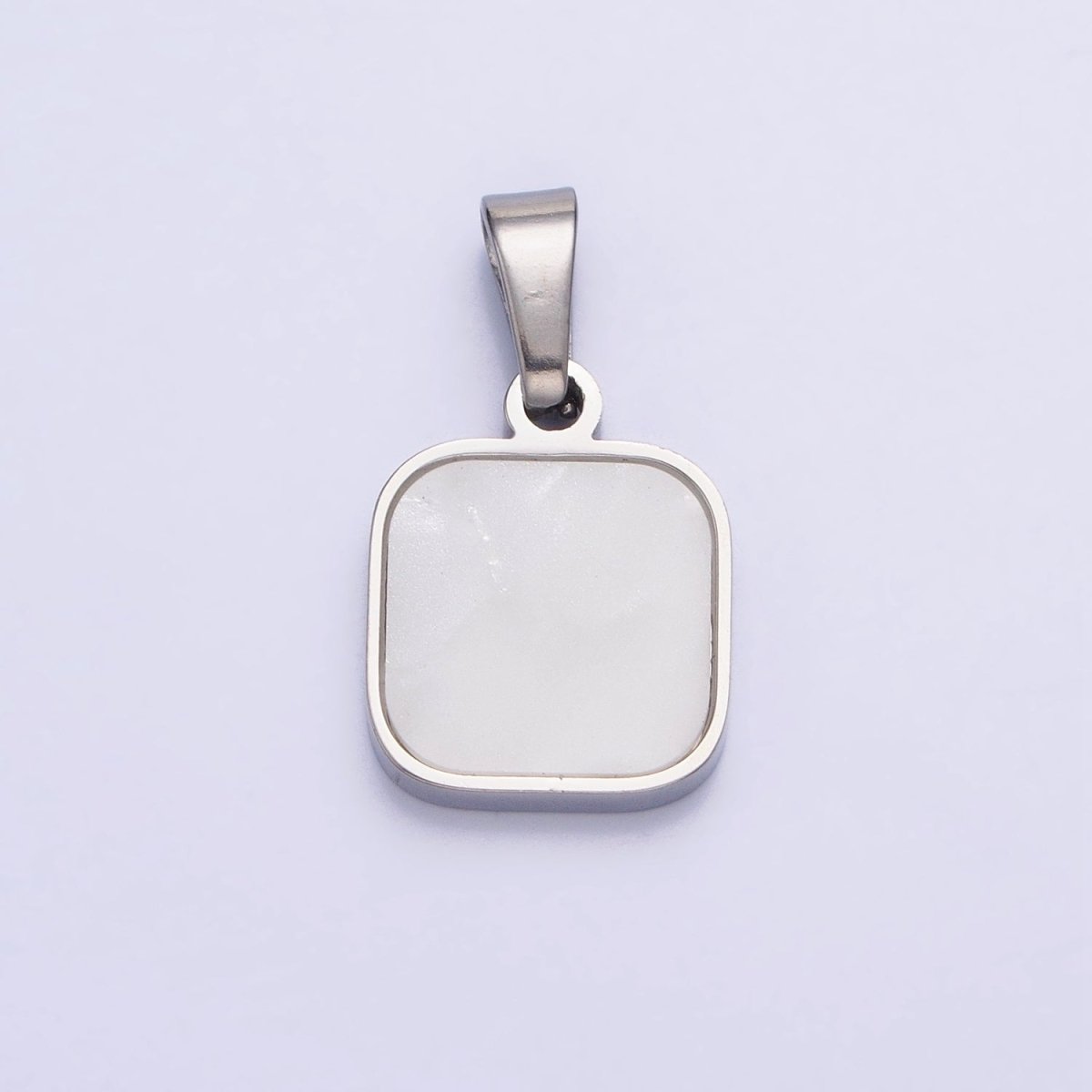 Dainty Square Pendant With Pearl For Minimalist Unisex Jewelry Charm P-1149
