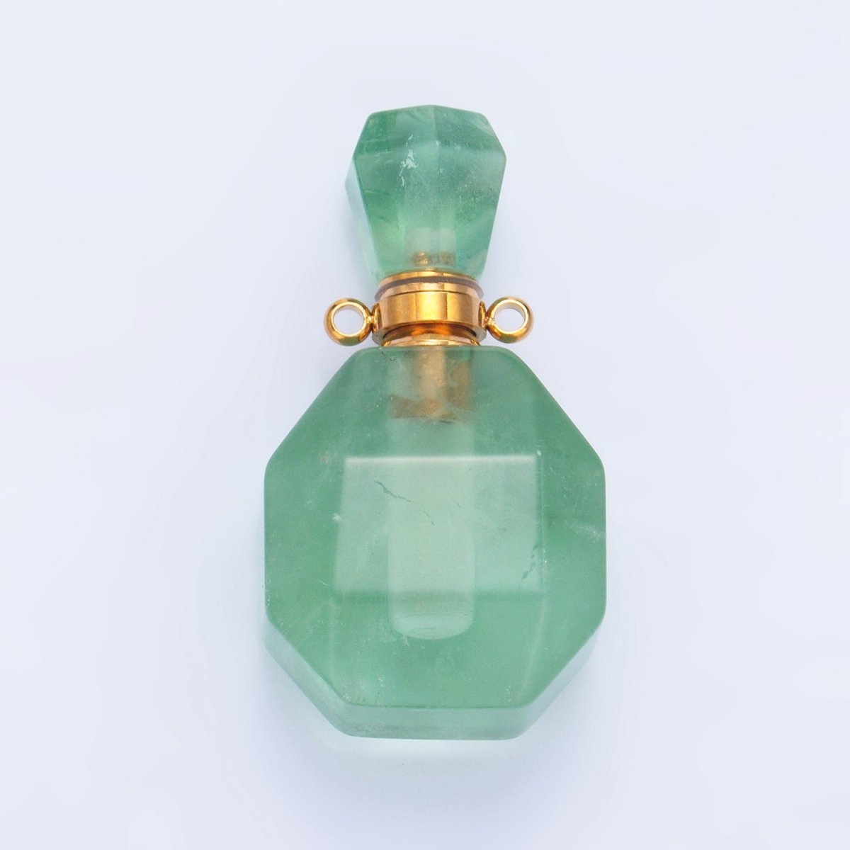 Dainty Square Perfume Bottle Charm Amazonite Amethyst Aventurine Gemstone Essential Oil Bottle Pendant