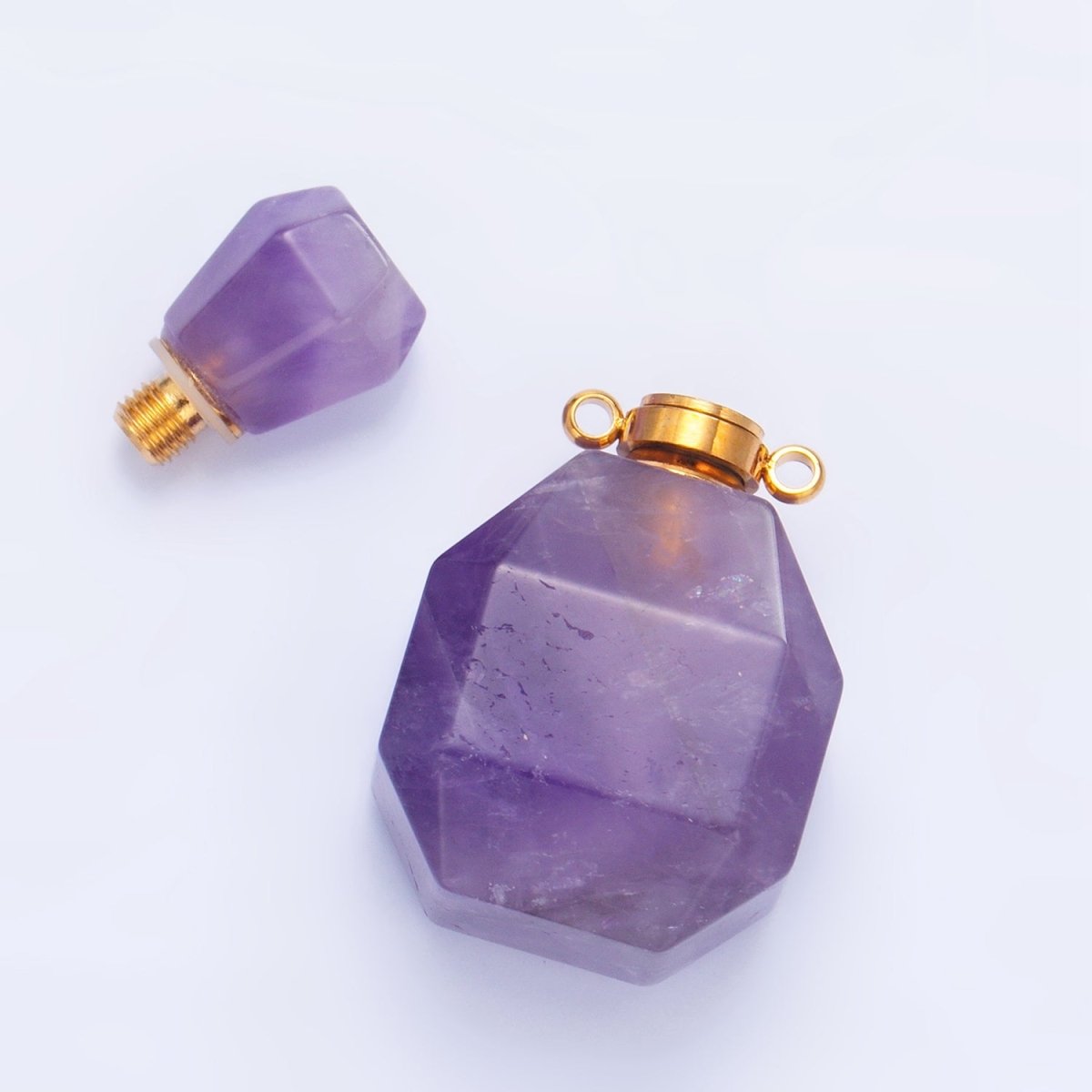 Dainty Square Perfume Bottle Charm Amazonite Amethyst Aventurine Gemstone Essential Oil Bottle Pendant