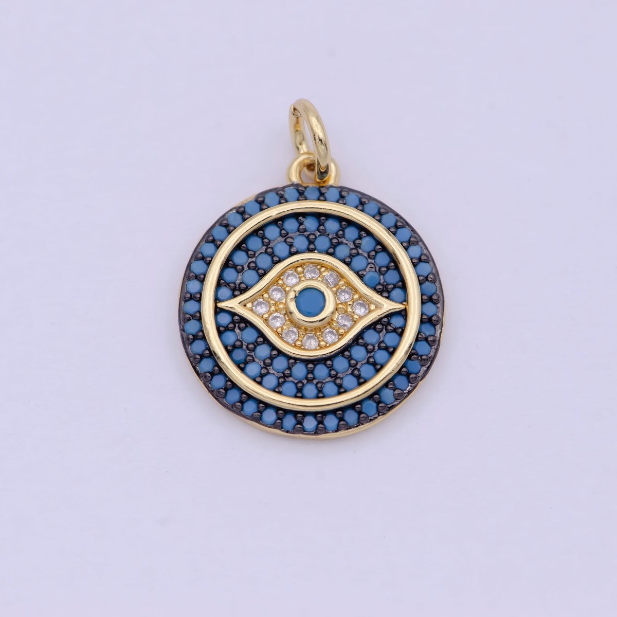 Dainty Turquoise Evil Eye Pendant for Necklace Charm in 24k Gold Filled Evil Eye Charm for Bracelet Necklace Earring Supply 20x15mm D-335