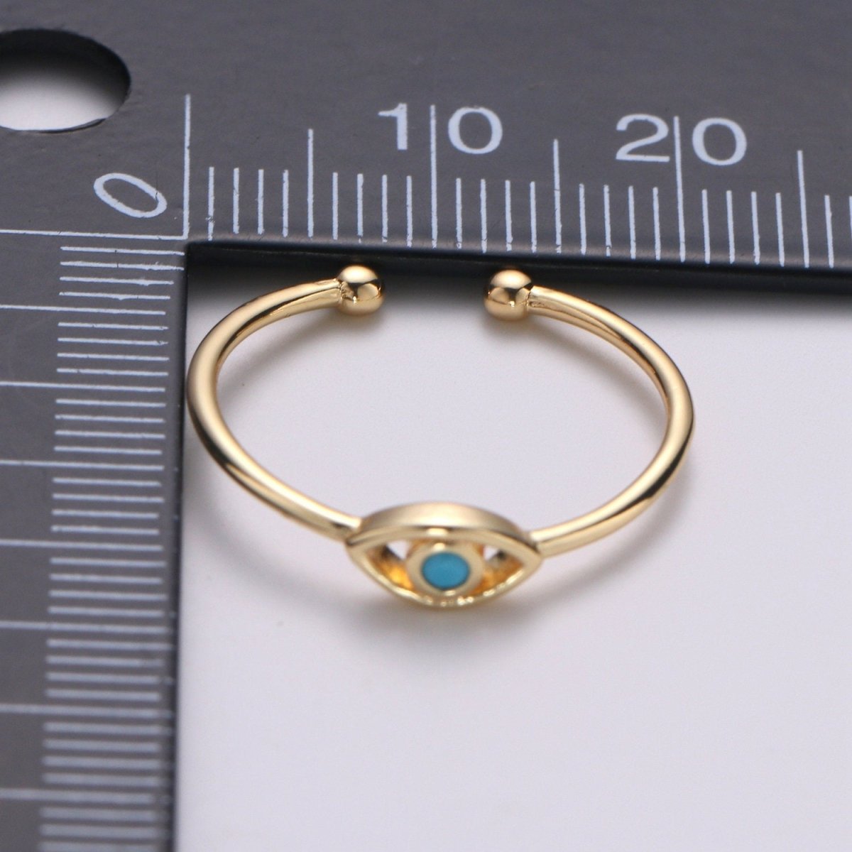 Dainty Turquoise Evil Eye Stacking Ring, Gold Minimalist Ring, Simple Open Ring, Thin Adjustable Ring, Amulet Jewelry Gift for her R-142 O-465