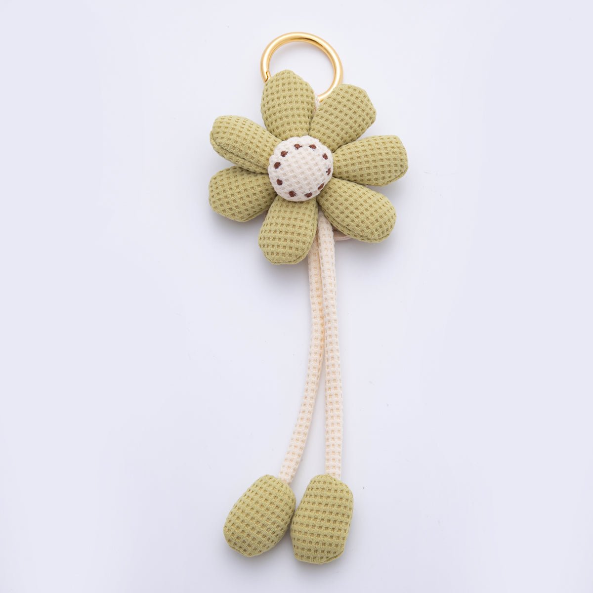 18K Gold Filled Pink, Yellow, Green, White Flower Daisy Plush Bag Charm Keychain WB-00082