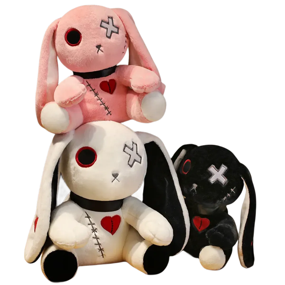 Dark Series Plush Bunny Toy - Gothic Rock Style Easter Rabbit Plushie