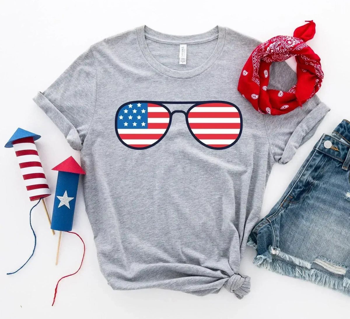 American Flag Sunglasses T-Shirt | Premium Cotton | Bella Canvas