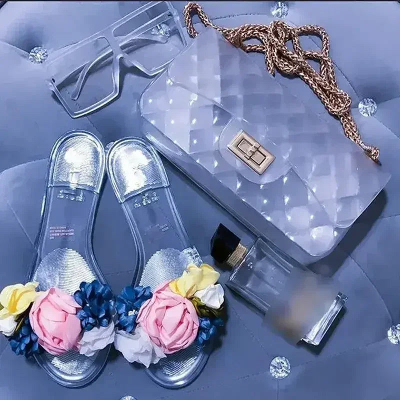 2025 Flower Beach Transparent Slippers - Summer Slides | Femstylo