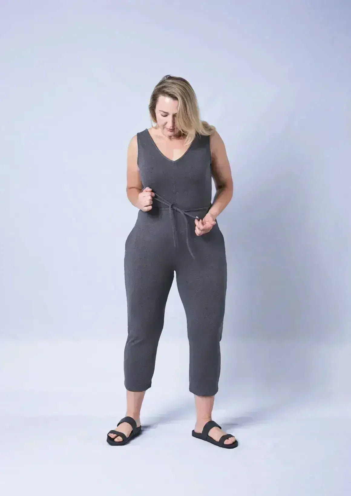 Axty V-Neck Jumpsuit - Versatile Cotton Romper | Femstylo