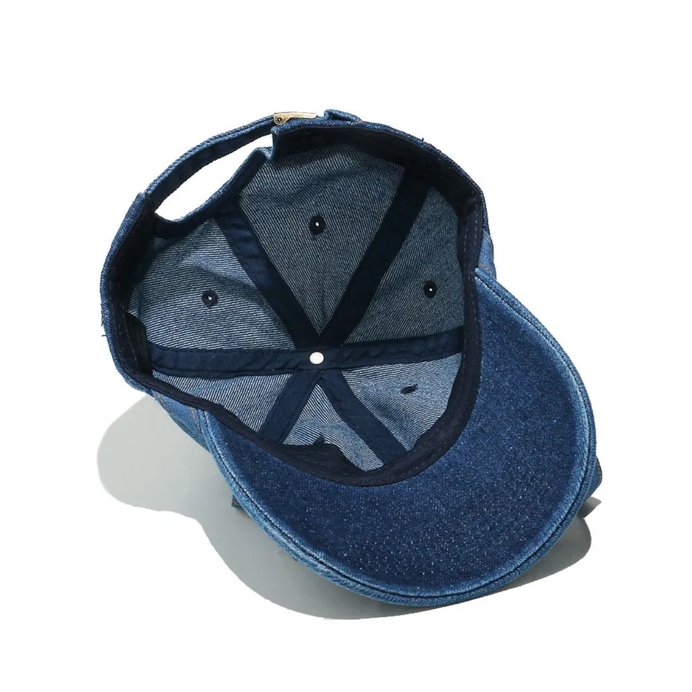 Washed Bow Denim Baseball Cap