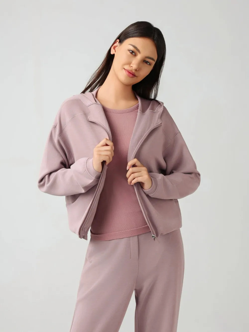 Millennia Zip Up Dropped Shouder Active Hooded