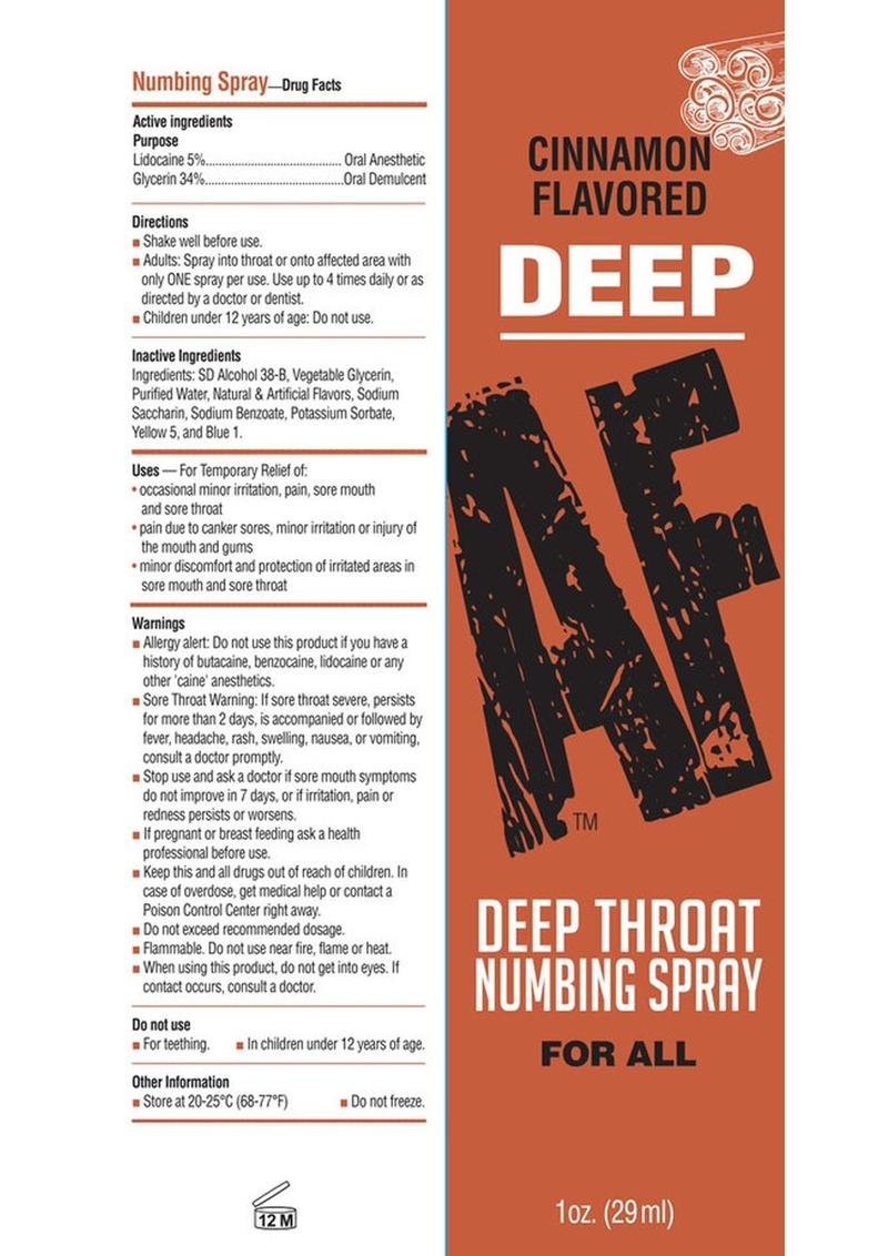 Deep AF Deep Throat Numbing Spray Cinnamon