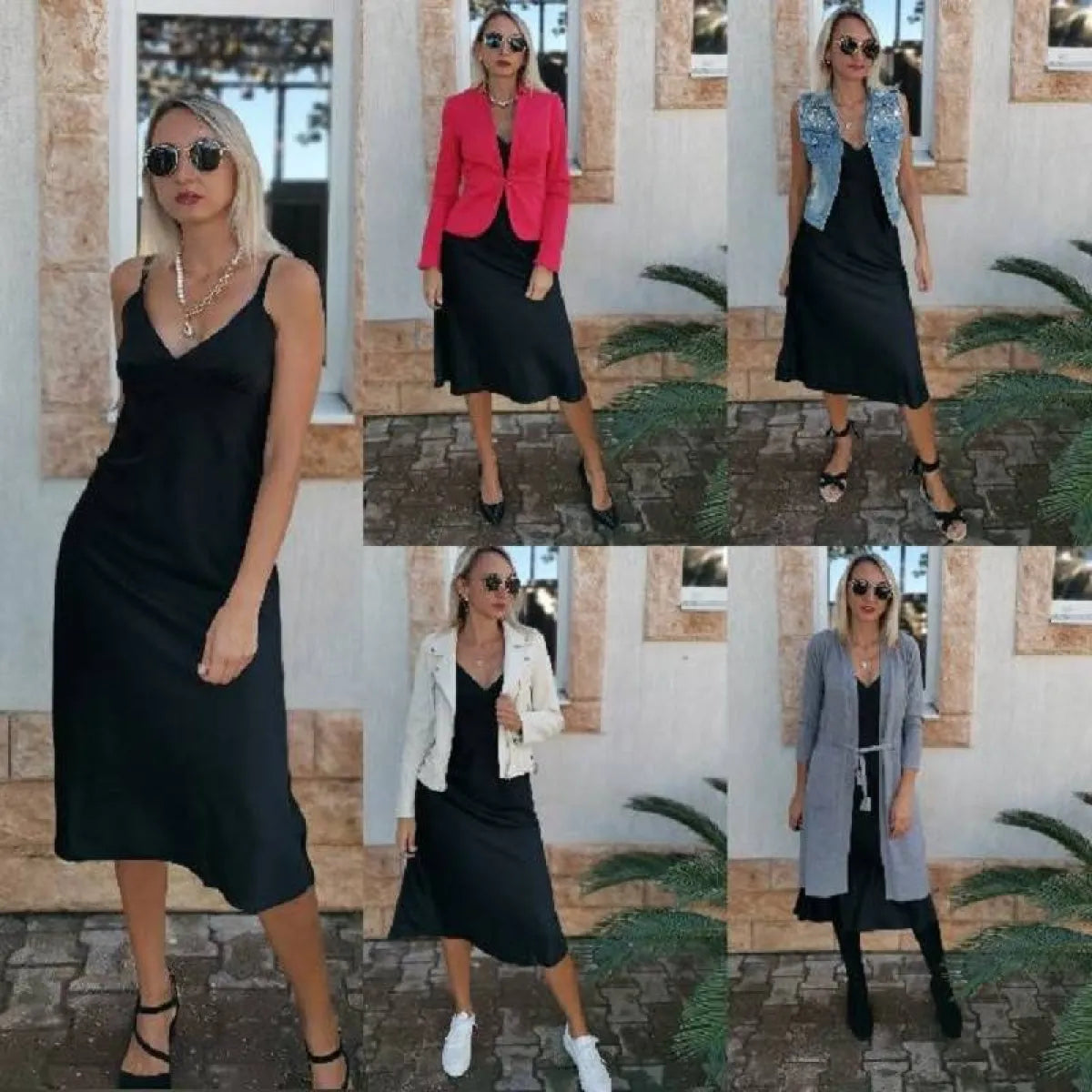 Korean Deep V-Neck Dress
