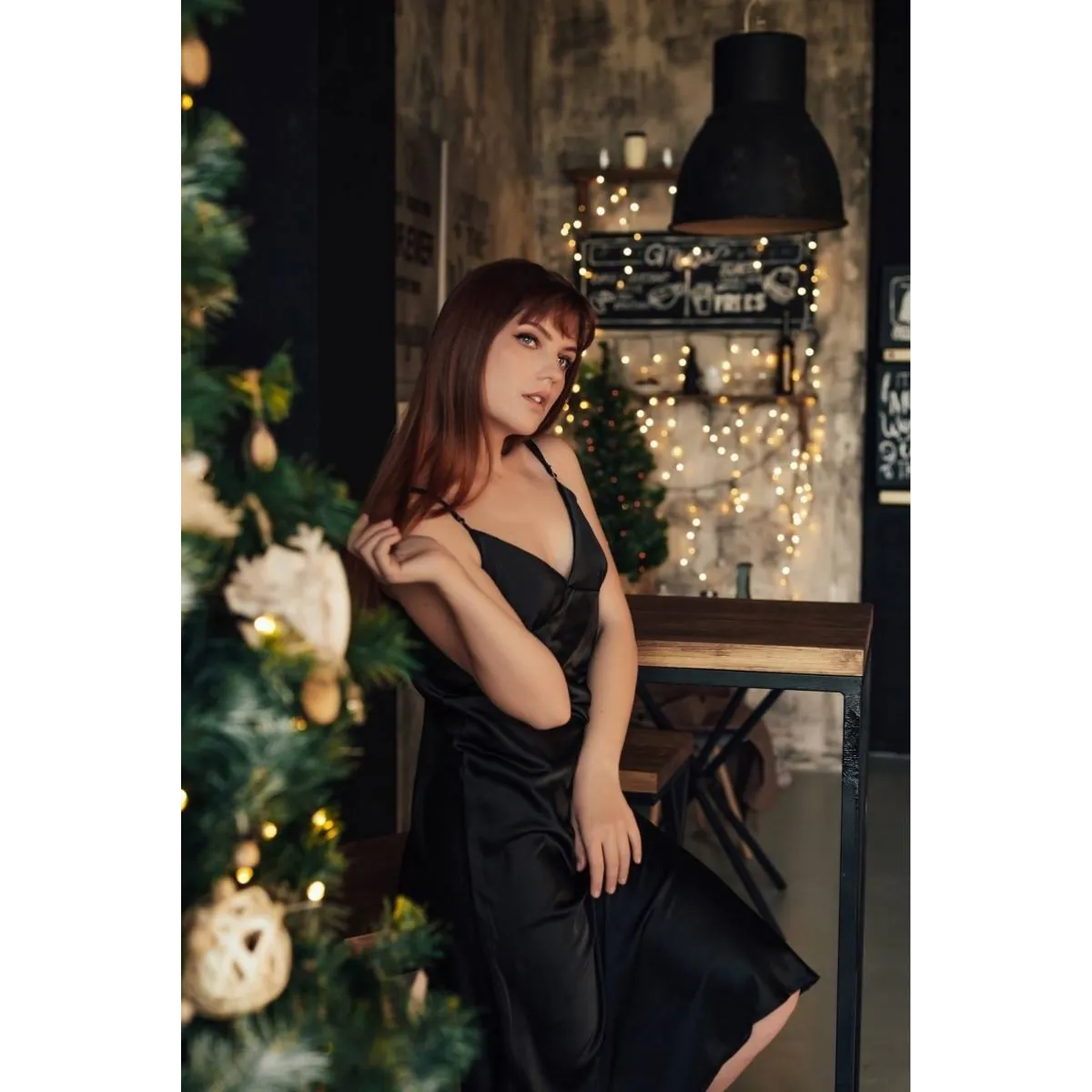 Korean Deep V-Neck Dress