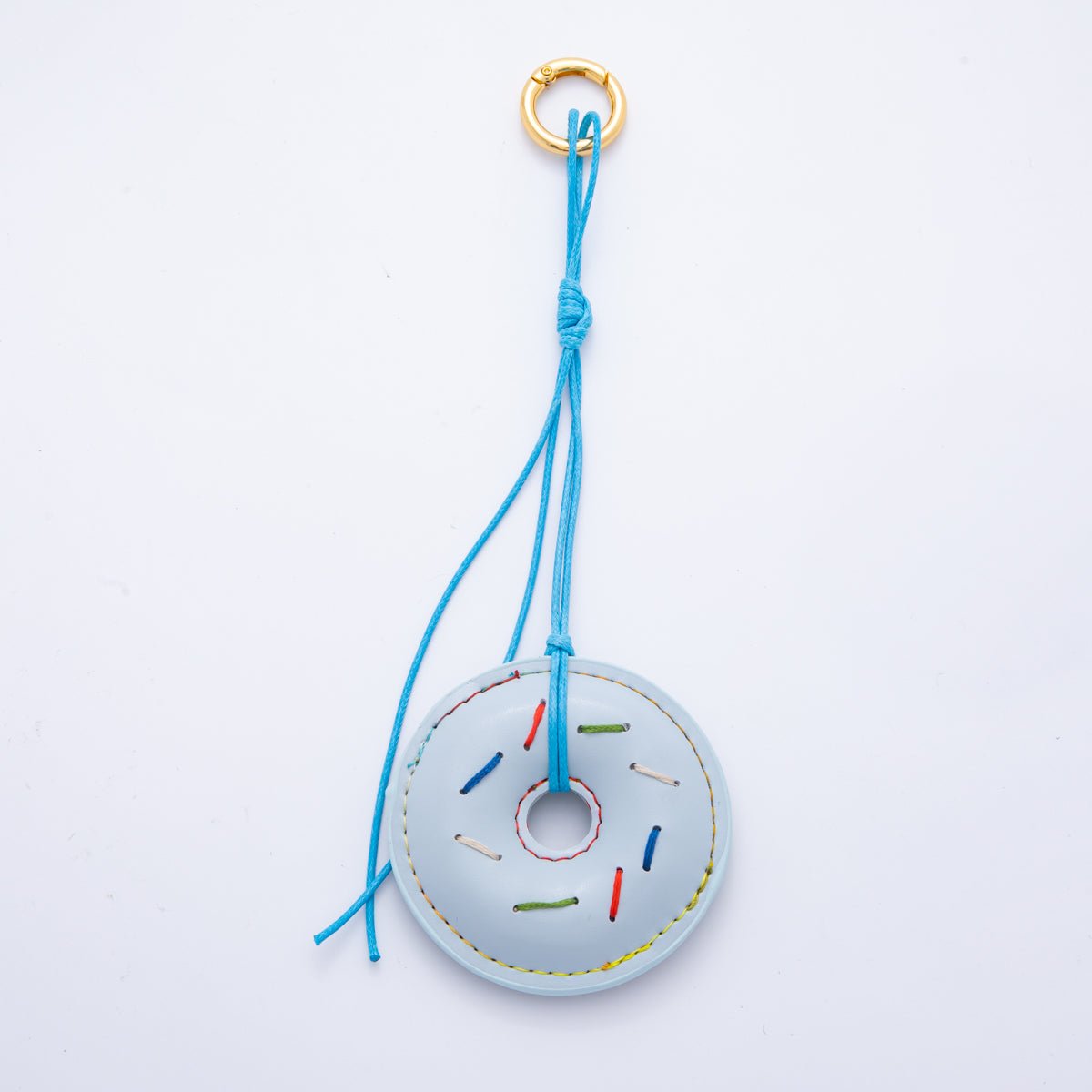 18K Gold Filled Blue, Pink Sprinkle Donut Leather Bag Charm Keychain Accessories | WB-00117 WB-00118