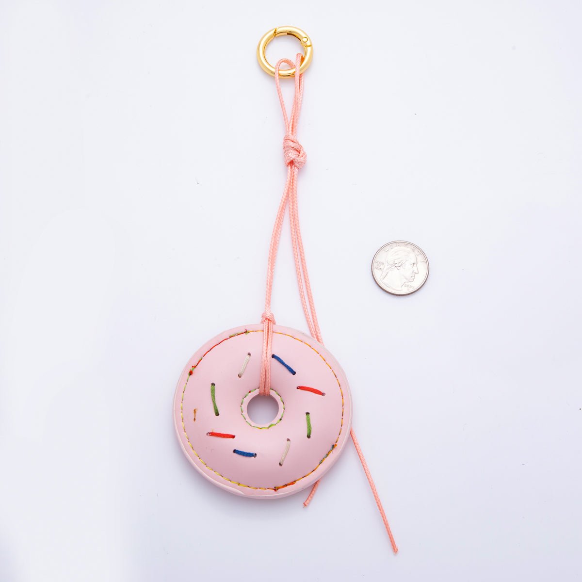 18K Gold Filled Blue, Pink Sprinkle Donut Leather Bag Charm Keychain Accessories | WB-00117 WB-00118