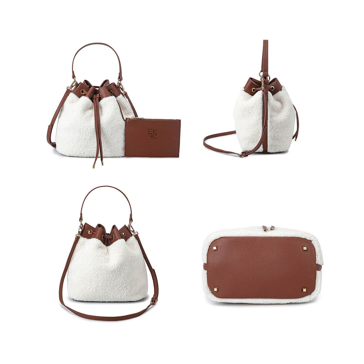 MKF Collection Saryn Bucket Hobo Casual Handbag Faux Shearling by Mia K.