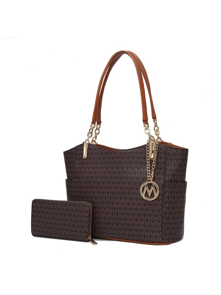 MKF Collection Savannah M Logo Printed Women Tote and Wristlet Wallet by Mia k