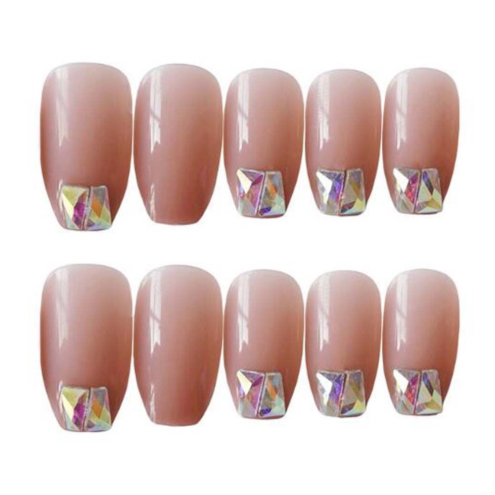 False Fingernails Pink Beads Artificial False Nails Tips Fake Nail Art Decoration Fake Nails