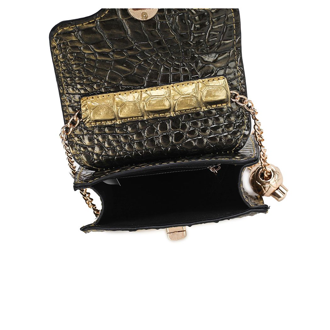 MKF Collection Luxe Croc-Embossed Mini Satchel with Chain Strap by Mia K