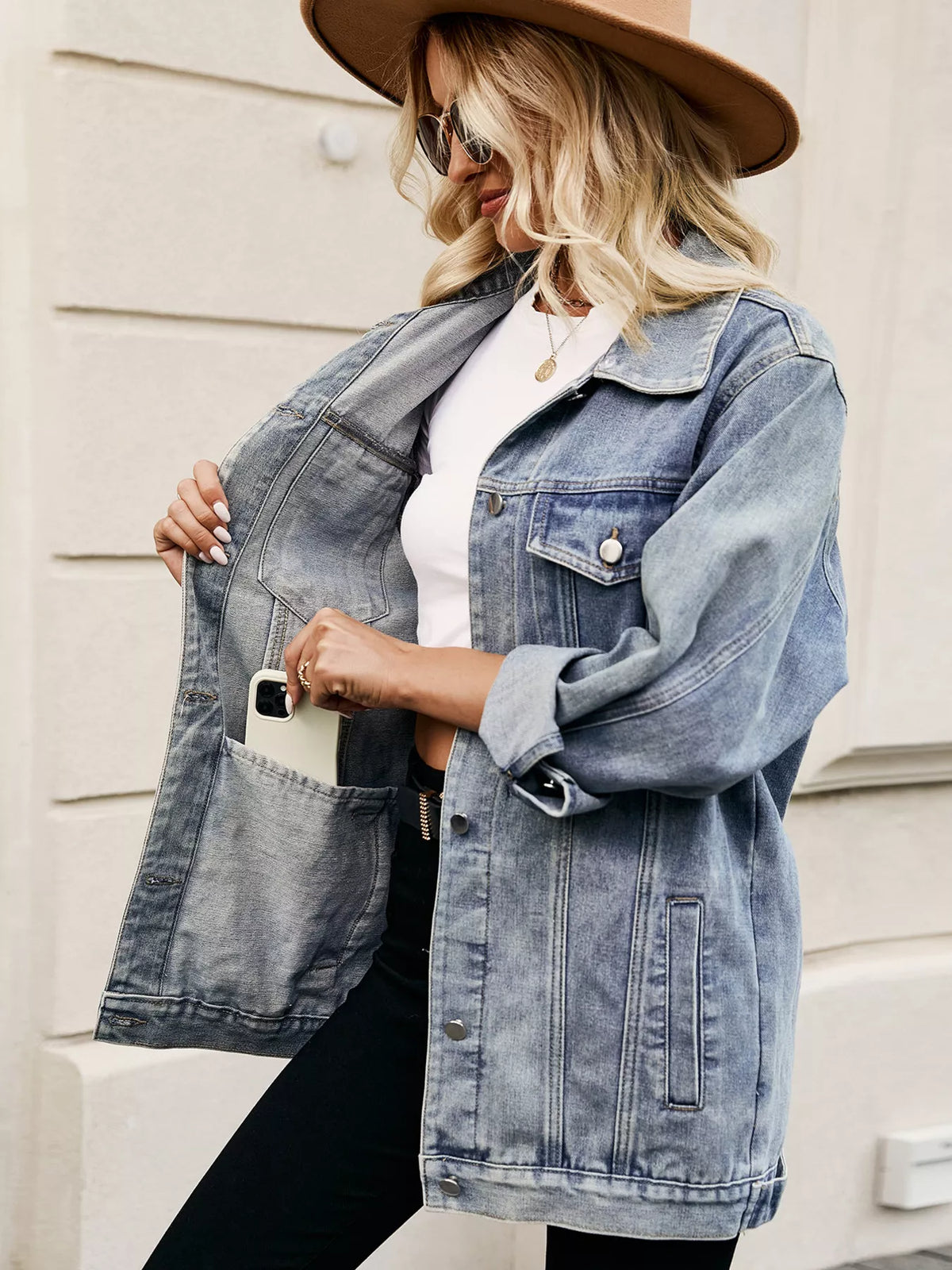 Button Up Long Sleeve Denim Jacket