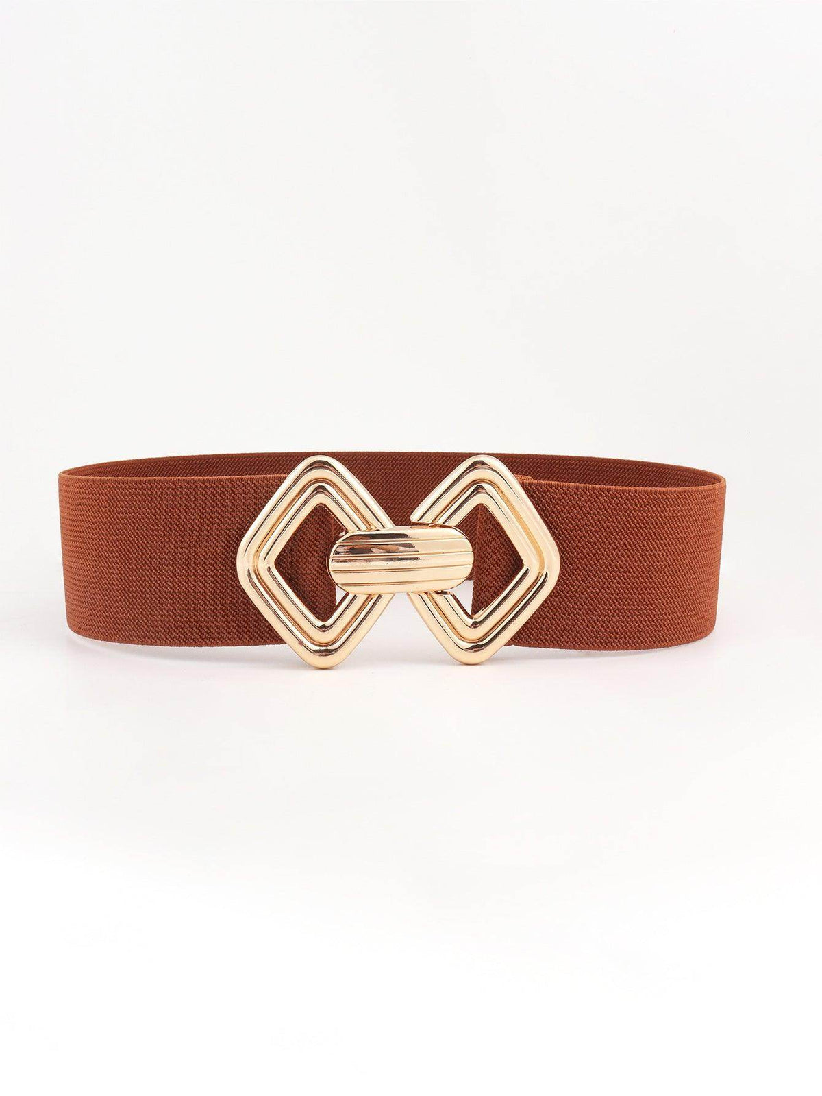 Geometric Buckle Elastic Wide Belt for Stylish Comfort