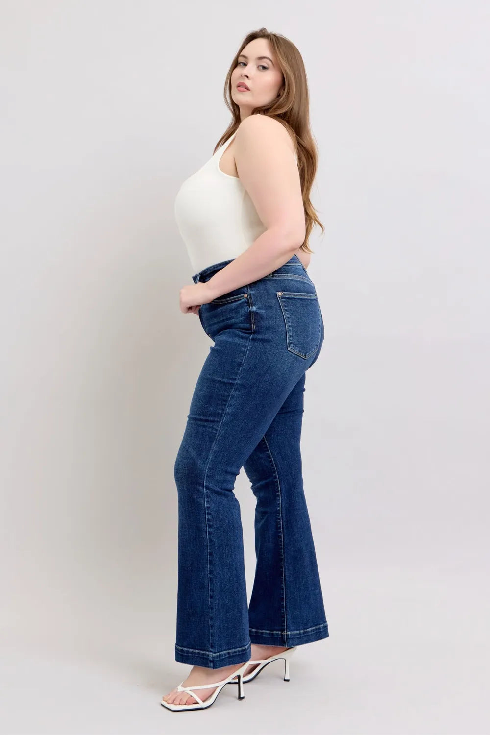 Judy Blue Full Size High Rise Flare Jeans with Pockets Plus Size