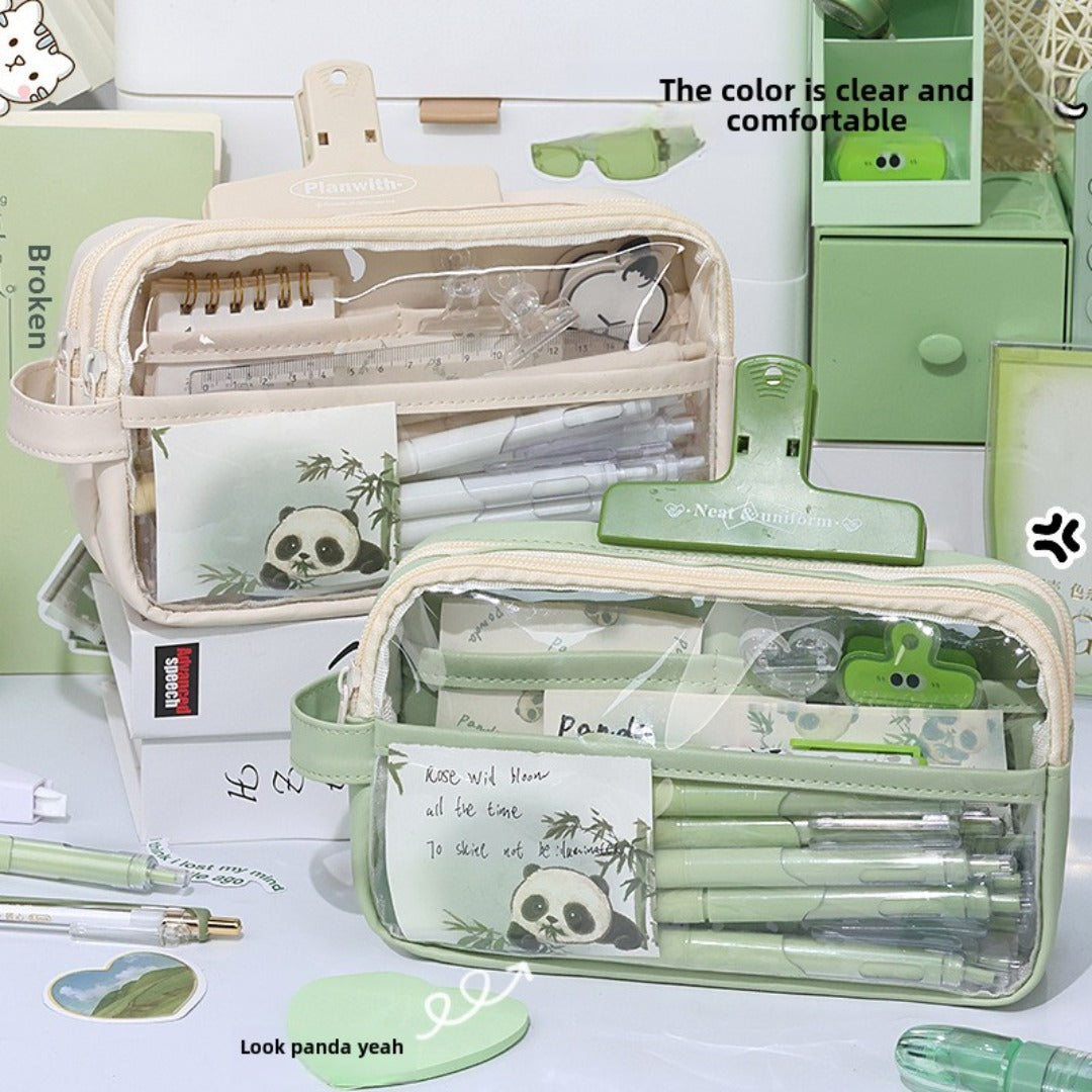 Large Capacity Transparent Pencil Case - Perfectly Designed Stationery Box for Girls in Primary and Junior High School with Simple Separation