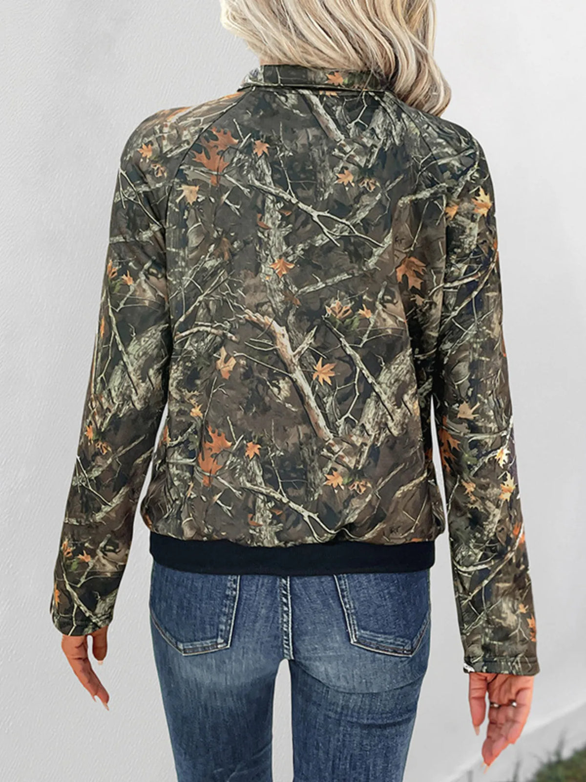 Printed Kangaroo Pocket Long Sleeve Sweatshirt