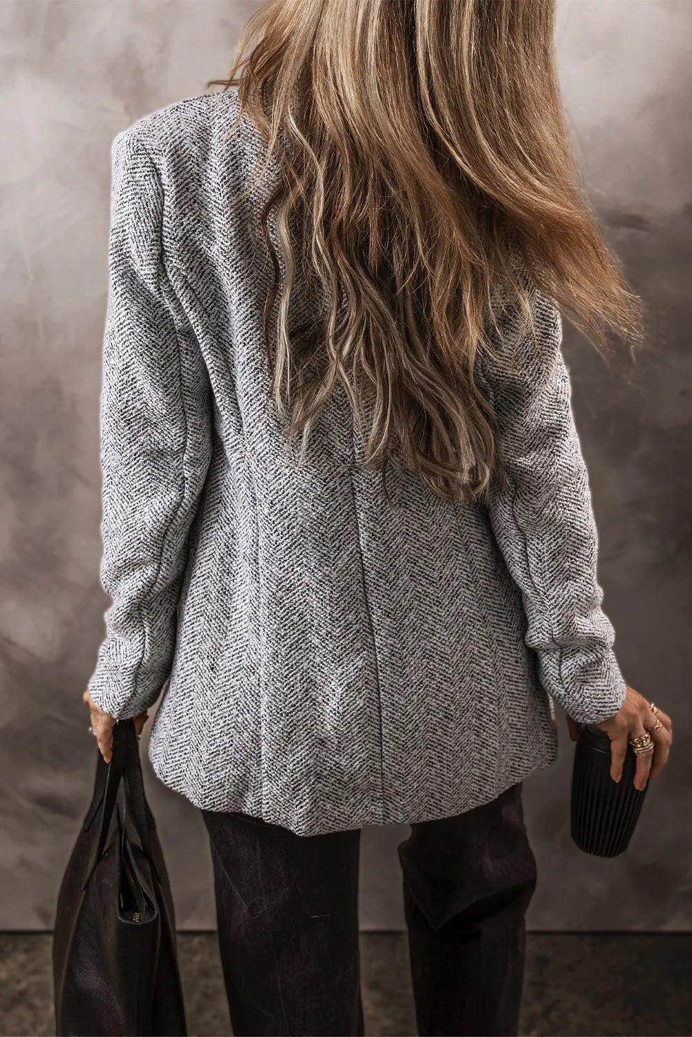 Open Front Long Sleeve Jacket for Women Casual Wear