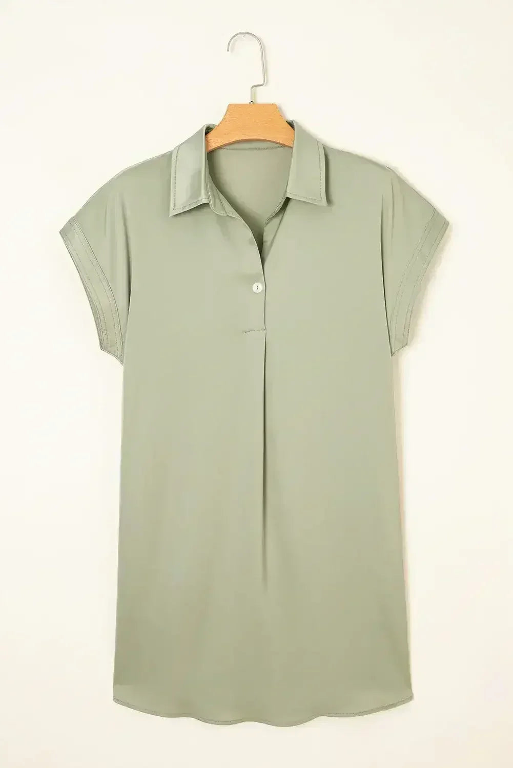 Rose Red Buttoned Collar Shift T Shirt Dress