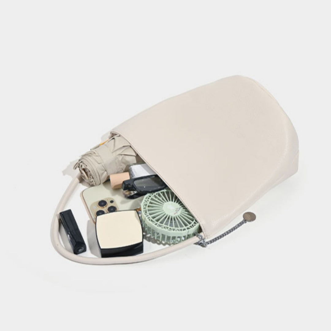 Retro soft leather bucket bag, women&