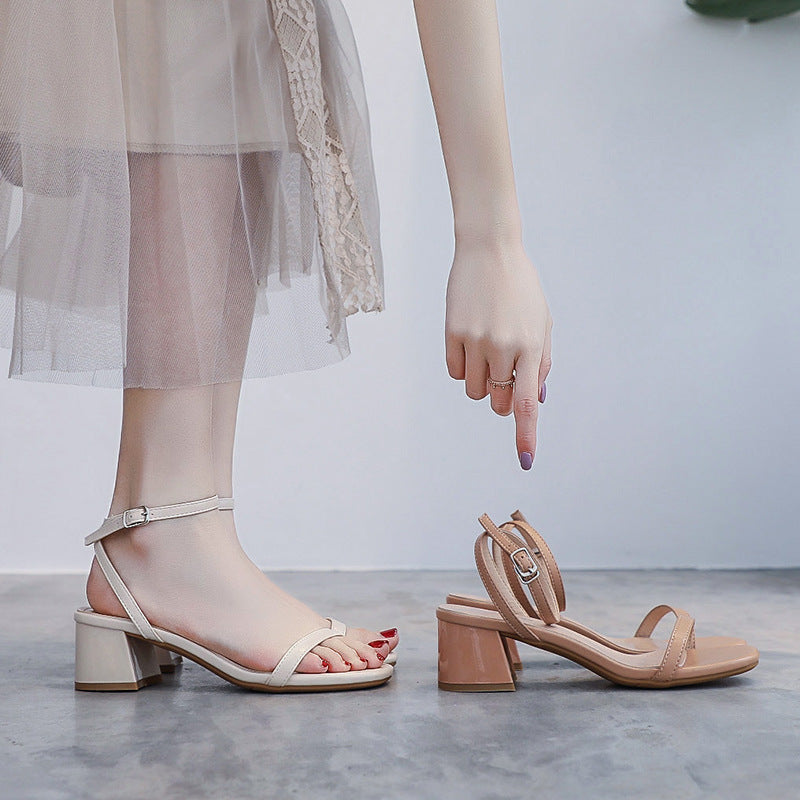 Women’s Ankle Strap Mid Stiletto Heel Sandal Open-toed Fairy Style