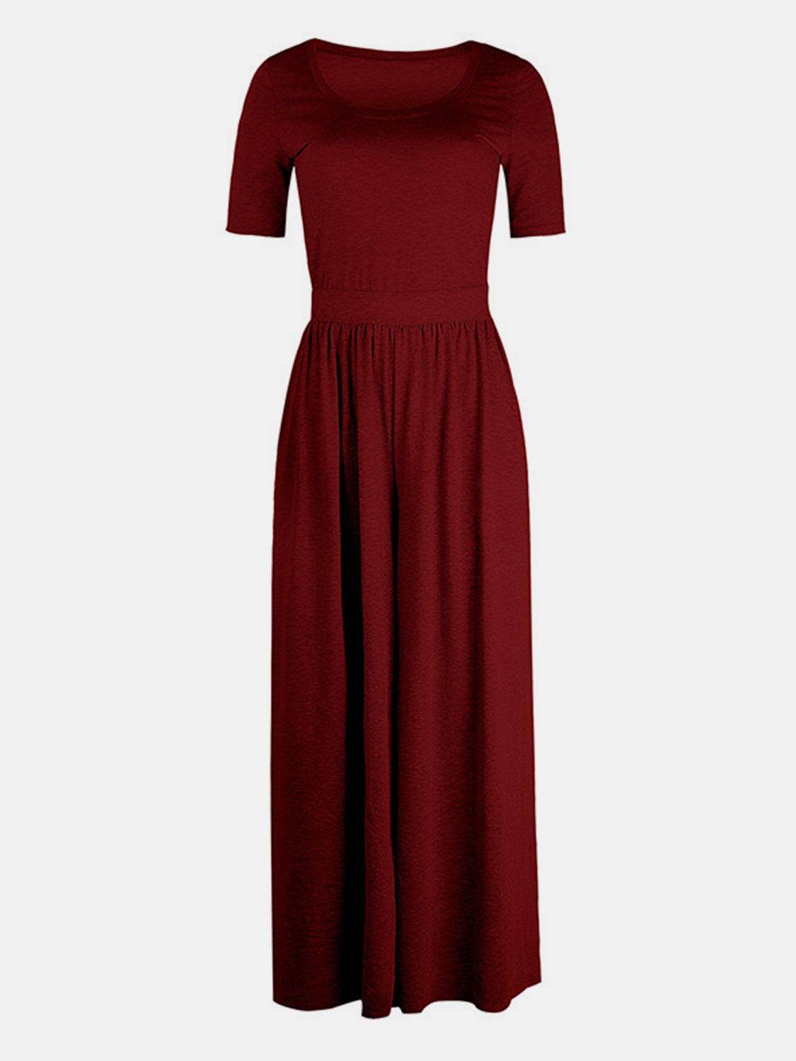 Scoop Neck Short Sleeve Jumpsuit for Casual Comfort