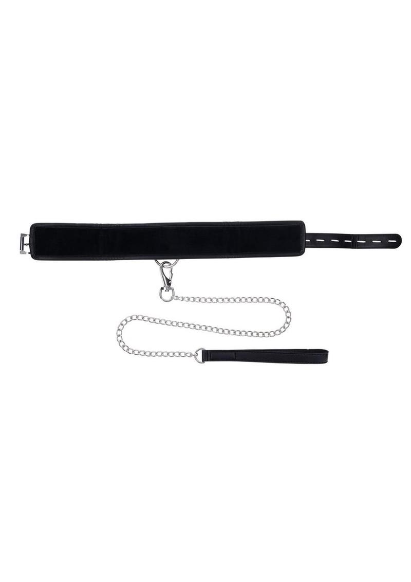 Edge Collar & Leash Set – Black Leather with Chain