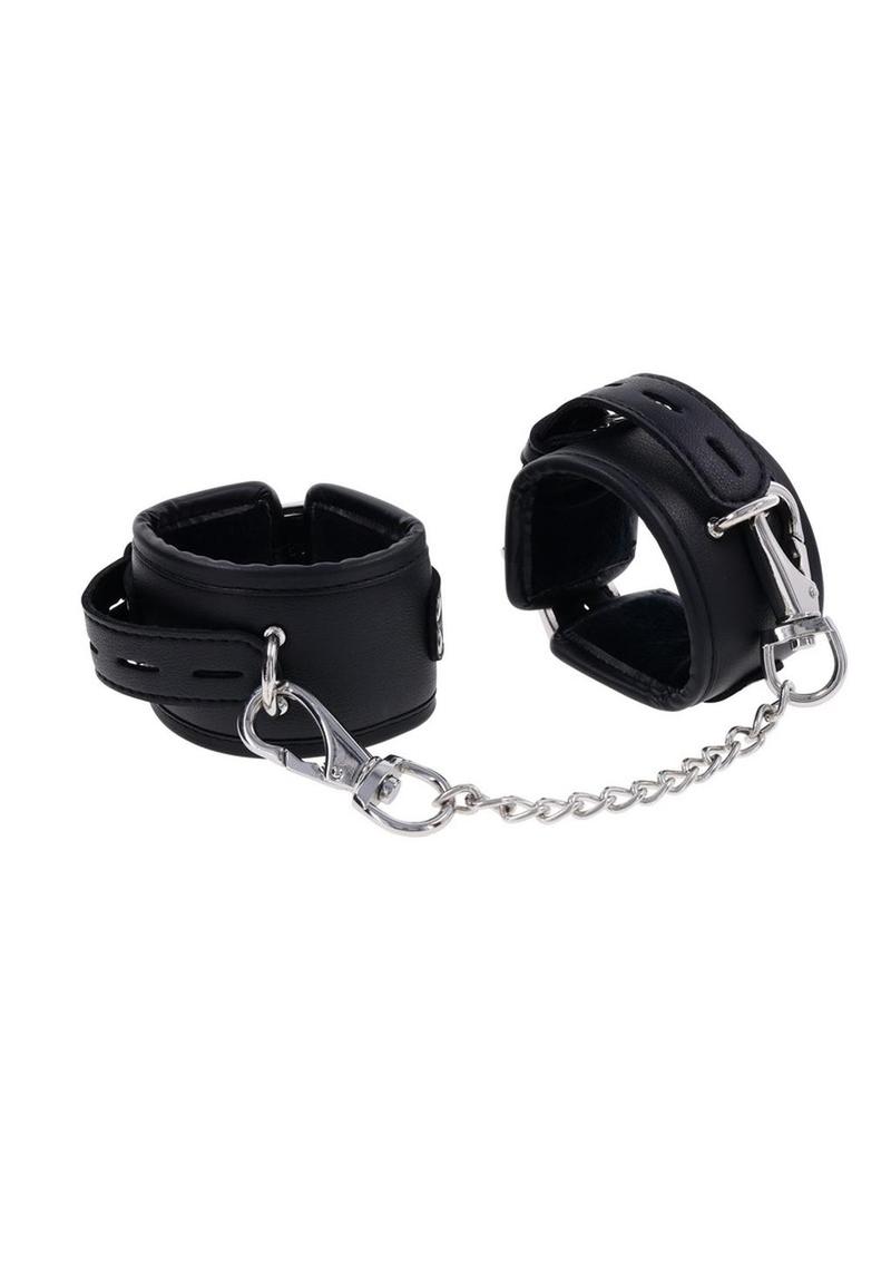 Edge Handcuffs with Chain Adjustable Black Bondage Restraints