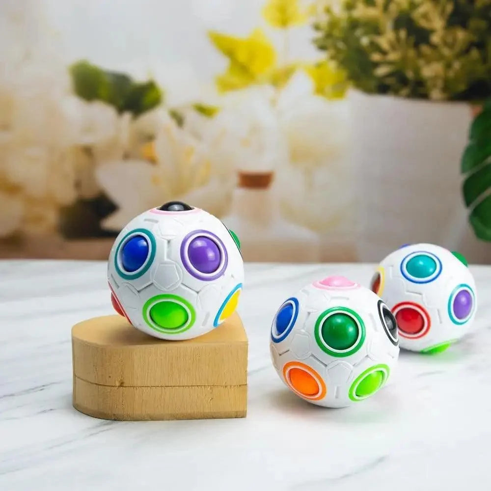 Educational Small Antistress Cube Rainbow Ball Puzzles Magic Stress Reliever Football Learning Fun Toys For Children And Adult