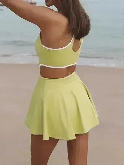 Wide Strap Active Dress with Unitard Liner