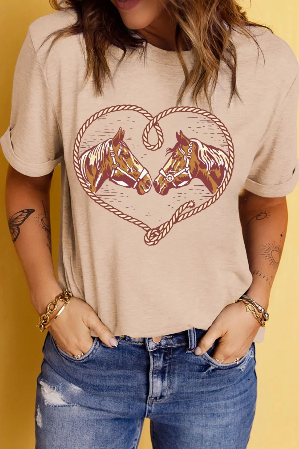 Rodeo Horse Graphic Western Cowgirl T Shirt