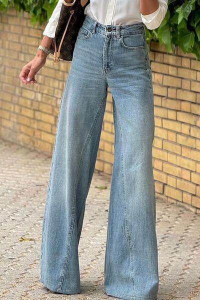 Wide Leg Jeans with Pockets for Stylish Comfort