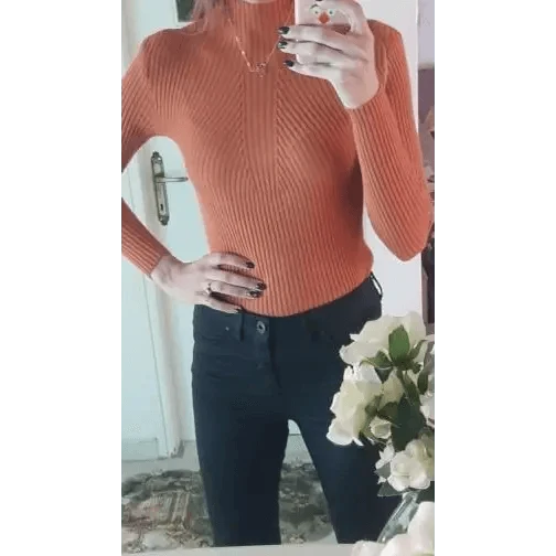 Elegance Solid White and Black Tops,Sweaters Winter Long Sleeve Turtleneck Pullovers Women&