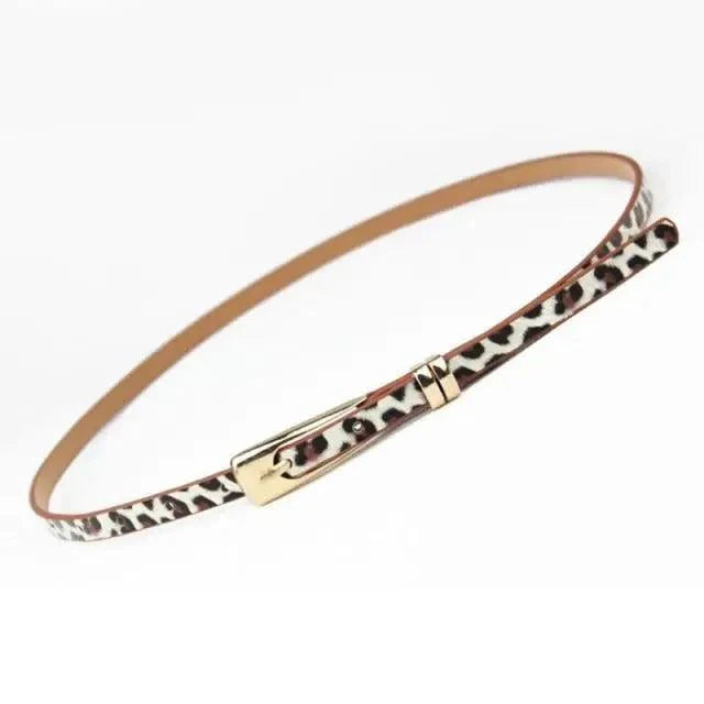 Elegant Leather Adjustable Thin Belt For Women Unique Black Design Ladies Belt High Quality Charming Waistbands For Dress