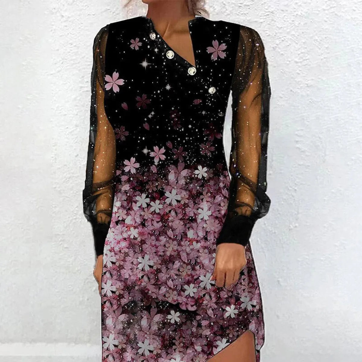 Elegant Mesh Sleeve Mini Dresses