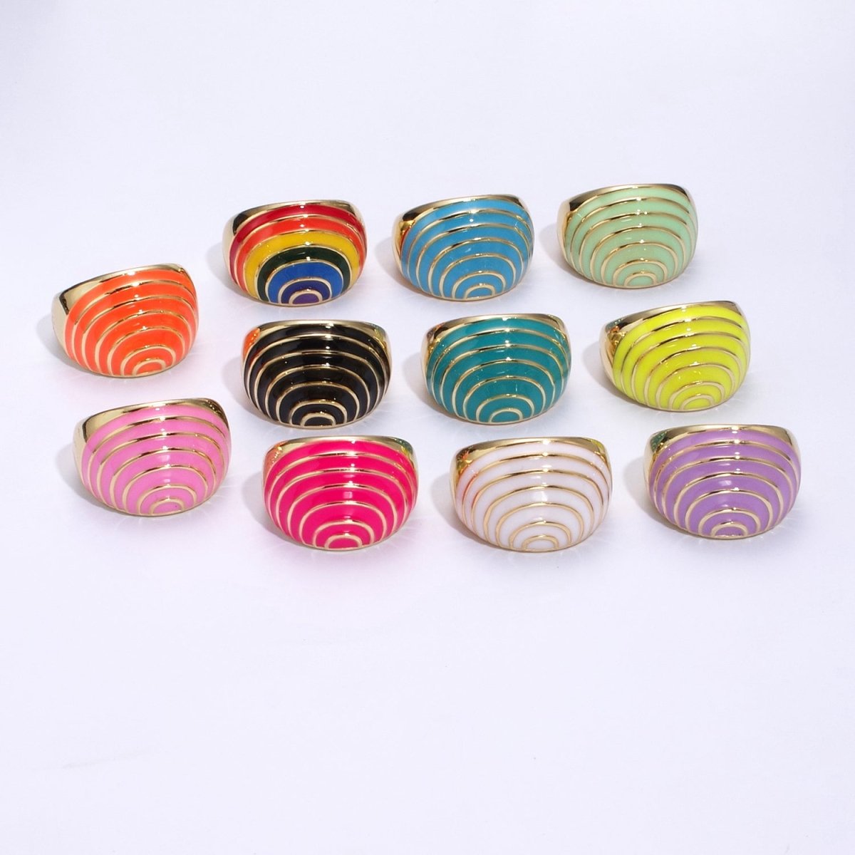 Enamel Rainbow Dome Ring for Women in Gold Chunky Bold Enamel Ring Signet Statement Ring y2k Jewelry U-083~U-093