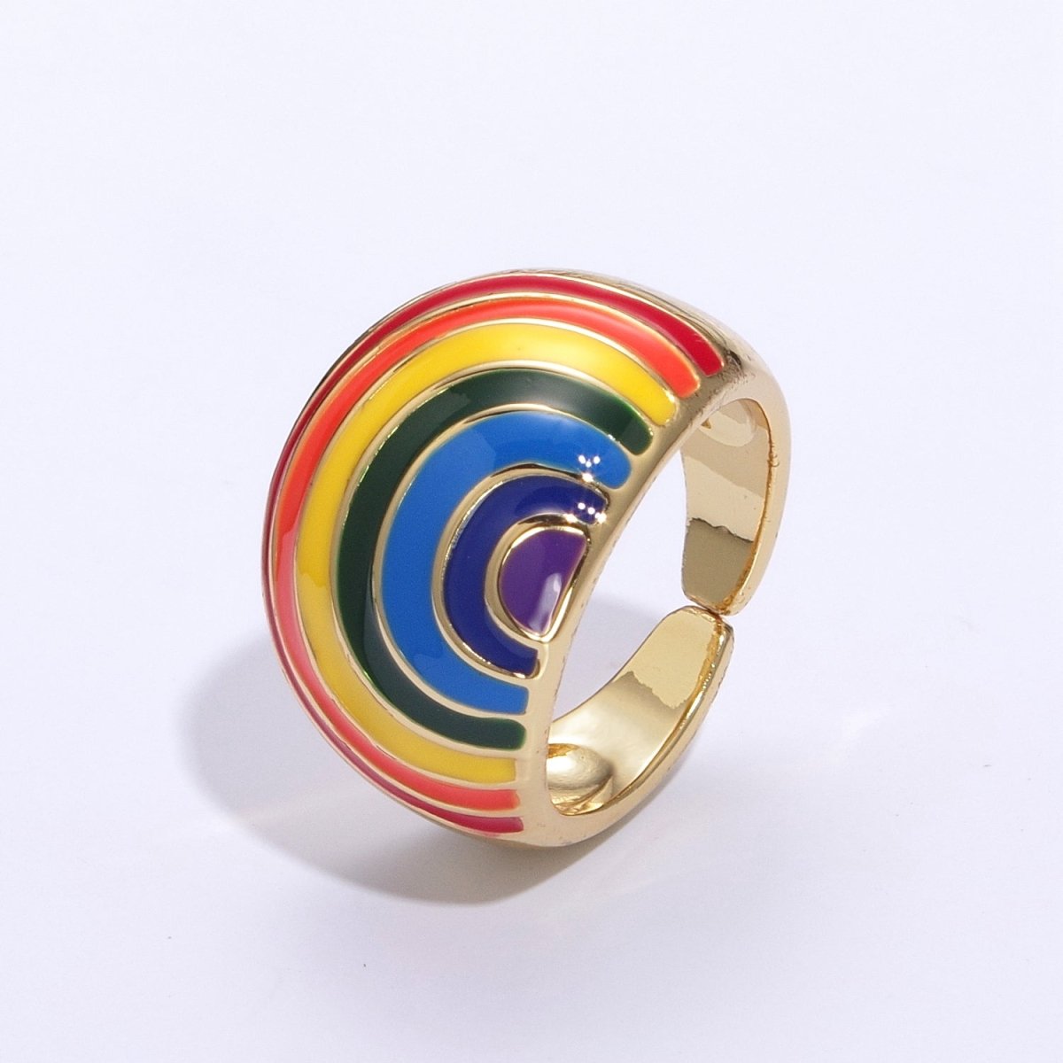 Enamel Rainbow Dome Ring for Women in Gold Chunky Bold Enamel Ring Signet Statement Ring y2k Jewelry U-083~U-093