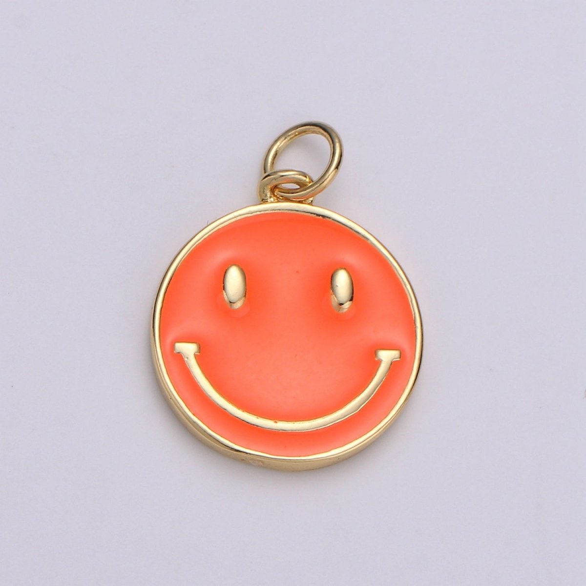Epoxy Happy Face in Gold Round Charm, Enamel Happy Face Charm, Smiley Gold Enamel Charms, Dainty Smile charm, Teal, Red, White, Yellow, Cute Gold Smiley Face Gold Filled Charm - D-136 TO D-145