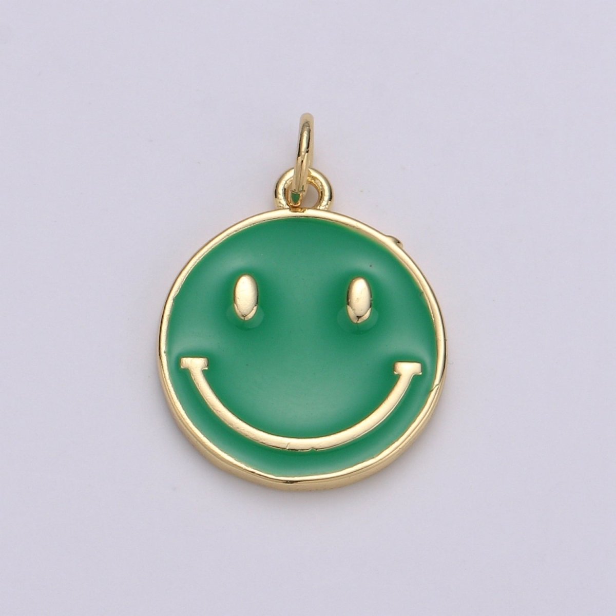 Epoxy Happy Face in Gold Round Charm, Enamel Happy Face Charm, Smiley Gold Enamel Charms, Dainty Smile charm, Teal, Red, White, Yellow, Cute Gold Smiley Face Gold Filled Charm - D-136 TO D-145