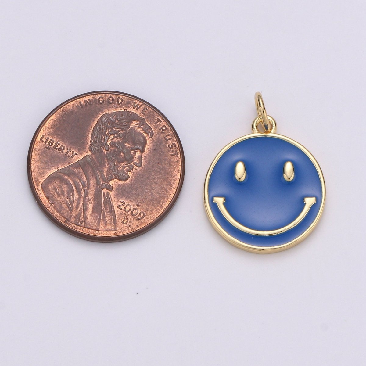 Epoxy Happy Face in Gold Round Charm, Enamel Happy Face Charm, Smiley Gold Enamel Charms, Dainty Smile charm, Teal, Red, White, Yellow, Cute Gold Smiley Face Gold Filled Charm - D-136 TO D-145