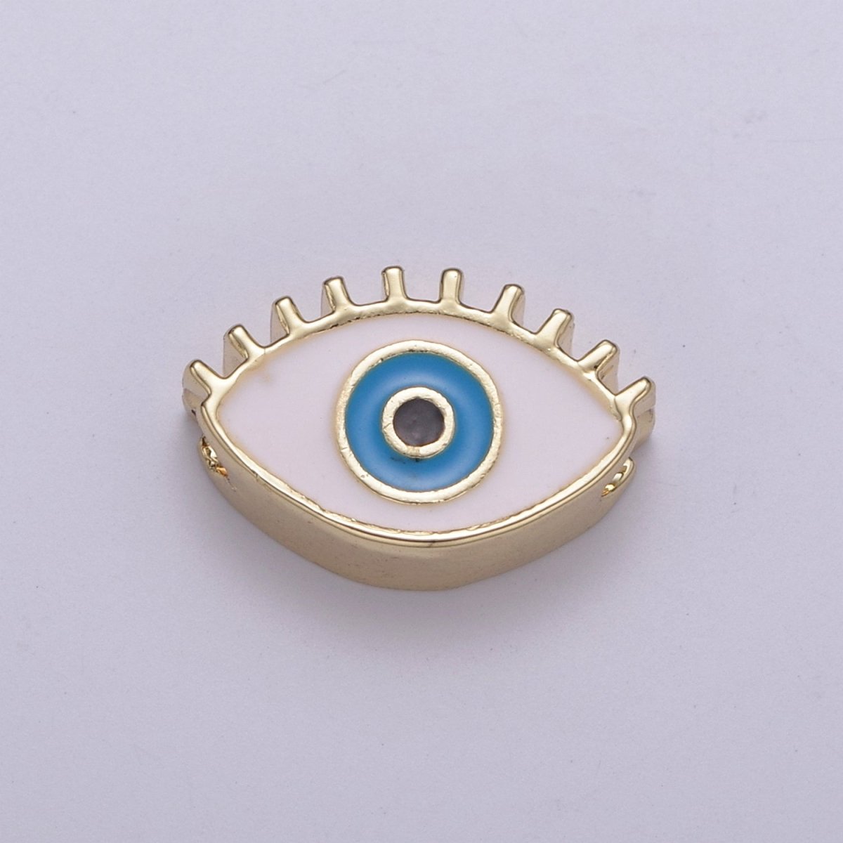 Evil Eye Bead, Enamel Eye 13.7x8.5mm Evil Eye Beads, Side Drilled Black, Blue, Pink, Green, White Enamel B-755 to-B-759